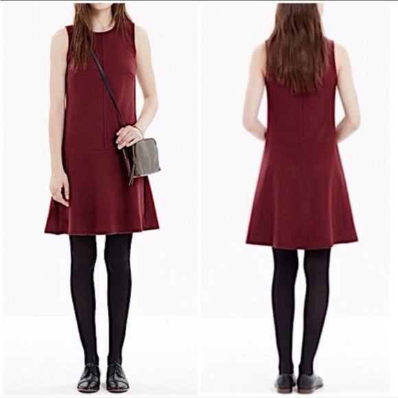 Madewell foyer drop waist burgundy wool dress - Picture 1 of 6